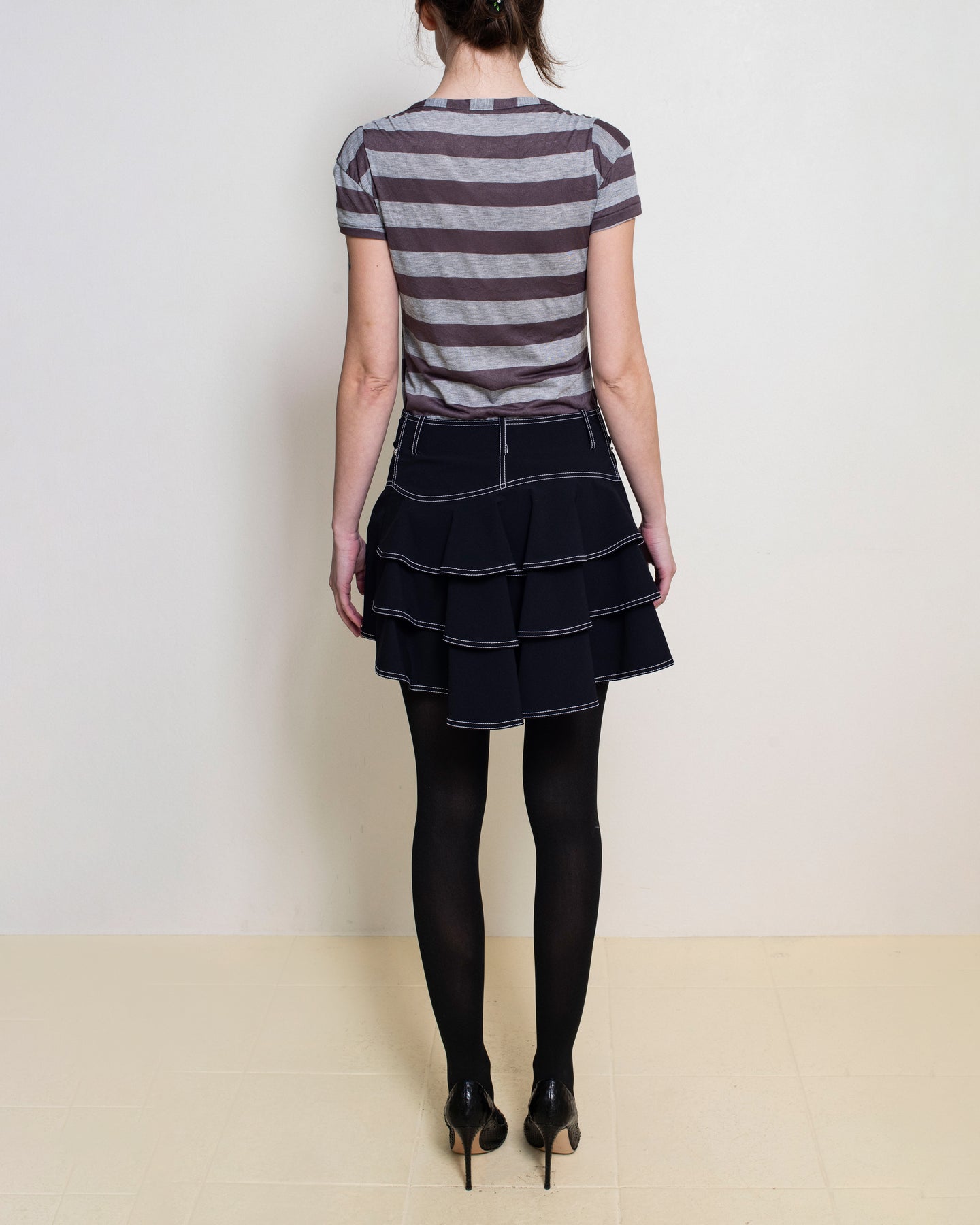 Priscavera - Black Ruffle Mini Skirt